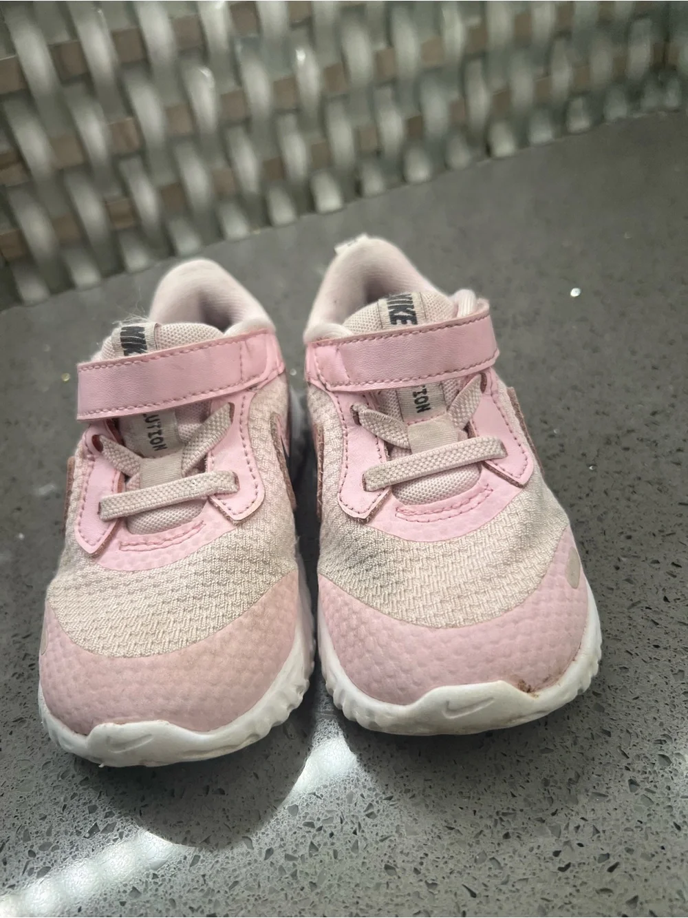 Nike Kids' Pink Athletic Sneakers with Black Swoosh size 7 c